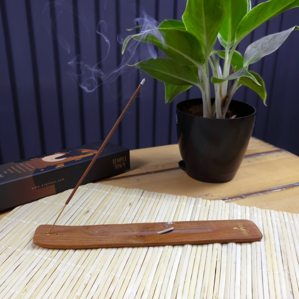 Wooden Incense Stick Holder – Handcrafted Sheesham Wood Agarbatti Stand | Natural, Eco - Friendly Incense Burner for Home, Meditation, and Pooja | Suitable for Charcoal - Free & Standard Incense Sticks -