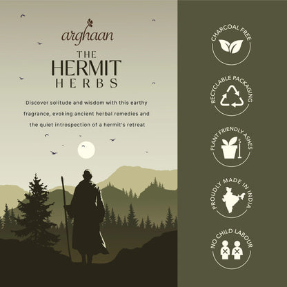 Hermit Herbs Luxury Incense Sticks – 100% Charcoal - Free | 51 Eco - Friendly Sticks for Pooja, Meditation, Prayer & Reflection | Low Smoke Natural Incense for Home & Spiritual Serenity - 