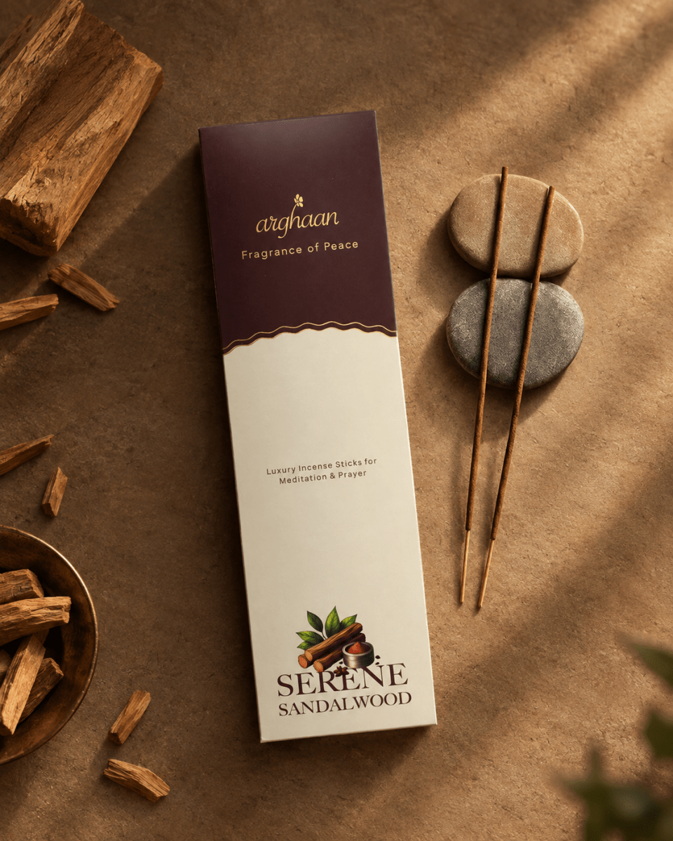Serene Sandalwood Premium Incense Sticks – 100% Charcoal-Free | 27 Eco-Friendly Sticks for Pooja, Meditation, Prayer & Relaxation | Low Smoke Natural Sandalwood Incense for Home & Spiritual Calm - Incense Sticks
