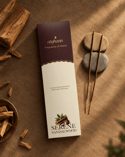 Serene Sandalwood Premium Incense Sticks – 100% Charcoal-Free | 27 Eco-Friendly Sticks for Pooja, Meditation, Prayer & Relaxation | Low Smoke Natural Sandalwood Incense for Home & Spiritual Calm - Incense Sticks