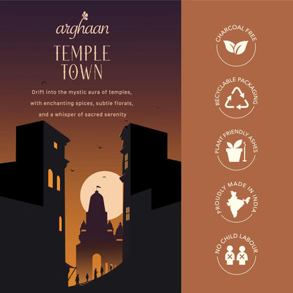 Temple Town Luxury Incense Sticks – 100% Charcoal - Free | 51 Eco - Friendly Sticks for Pooja, Meditation, Prayer & Spiritual Calm | Low Smoke Natural Fragrance for Home & Sacred Spaces - 