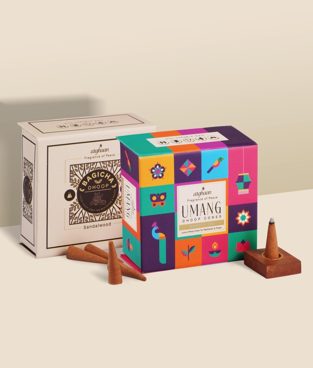 Umang + Bagicha – 100% Charcoal - Free | Free - Wooden Stand | Best for Pooja, Meditation & Relaxation | For Home, Office & Spiritual Calm - 