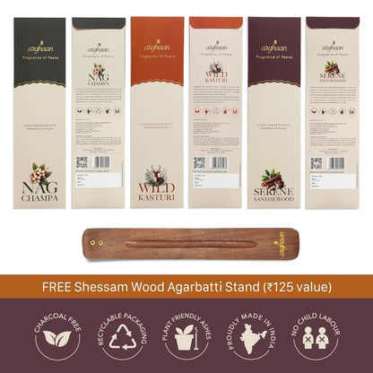 Arghaan Charcoal - Free Luxury Incense Sticks for Meditation, Prayer & Relaxation | Natural Aromatic Incense for Home & Office | Eco - Friendly, Low Smoke Fragrance for Calm & Wellness - Incense Sticks