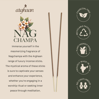 Nag Champa Premium Incense Sticks – 100% Charcoal - Free | 27 Eco - Friendly Sticks for Pooja, Meditation, Prayer & Spiritual Calm | Low Smoke Natural Nagchampa Incense for Home & Sacred Spaces - Incense Sticks