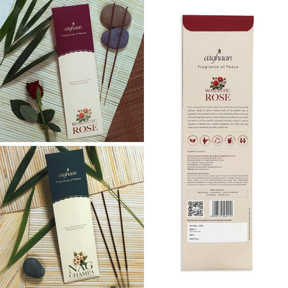 Arghaan Charcoal - Free Natural Incense Sticks Combo for Meditation, Prayer & Relaxation | 162 Sticks (27x6) with Sheesham Wood Holder | Rose, Lavender, Kasturi, Nagchampa, Sandalwood, Butterfly | Eco - Friendly Aromatherapy for Home & Office - Incense Sticks