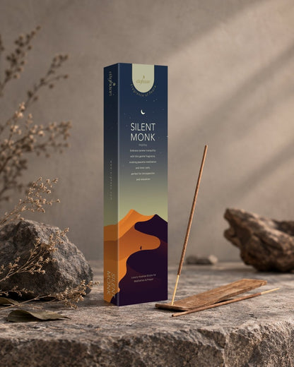 Silent Monk - A calm, subtle fragrance with refined notes| 51 sticks · Charcoal-free Best for Pooja, Meditation, Prayer & Spiritual Calm -