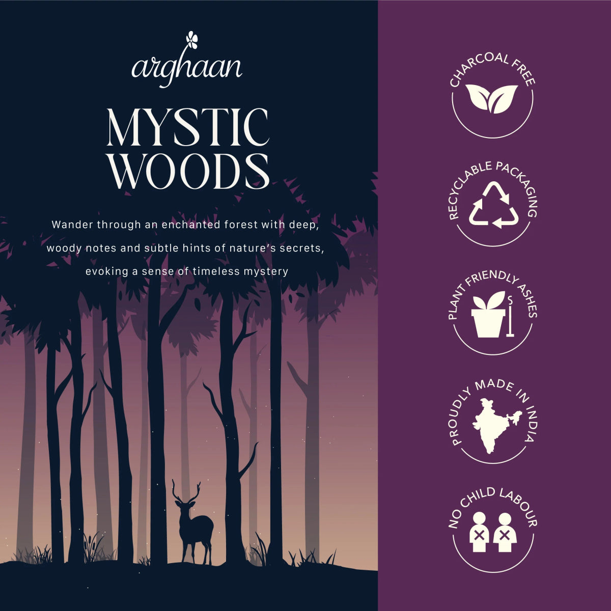 Mystic Woods Luxury Incense Sticks – 100% Charcoal - Free | 51 Eco - Friendly Sticks for Pooja, Meditation, Prayer & Earthy Tranquility | Low Smoke Natural Incense for Home & Spiritual Spaces - 