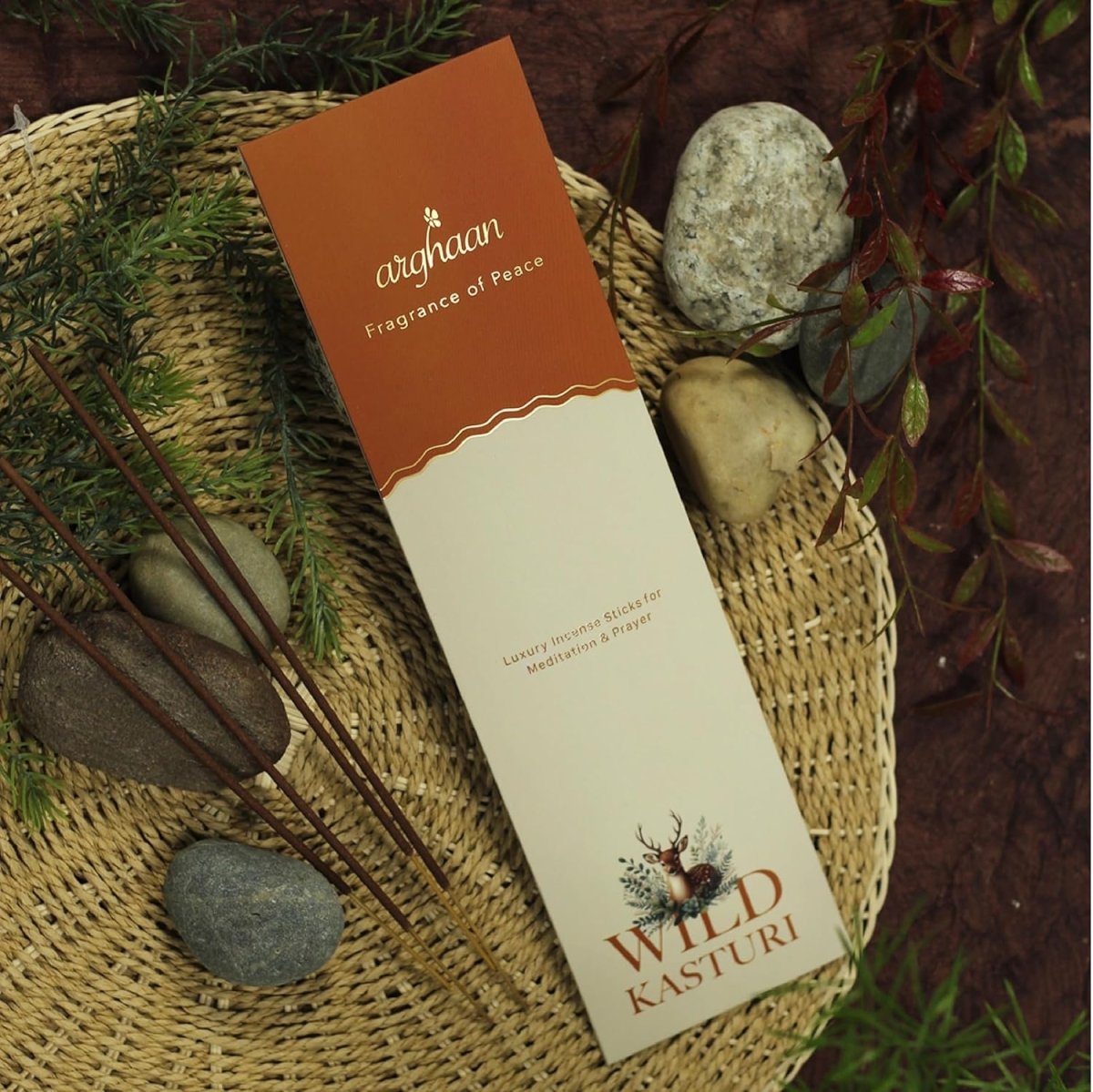 Arghaan Charcoal - Free Luxury Incense Sticks Combo – Butterfly Kisses & Wild Kasturi | Meditation, Prayer & Relaxation Incense for Home & Office | 54 Sticks (27x2) + Free Sheesham Wood Holder | Natural, Eco - Friendly, Low Smoke - Incense Sticks