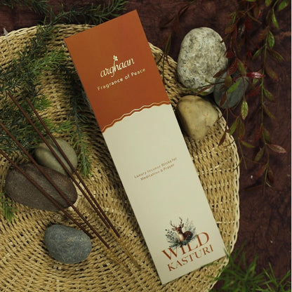 Arghaan Charcoal - Free Luxury Incense Sticks Combo – Butterfly Kisses & Wild Kasturi | Meditation, Prayer & Relaxation Incense for Home & Office | 54 Sticks (27x2) + Free Sheesham Wood Holder | Natural, Eco - Friendly, Low Smoke - Incense Sticks