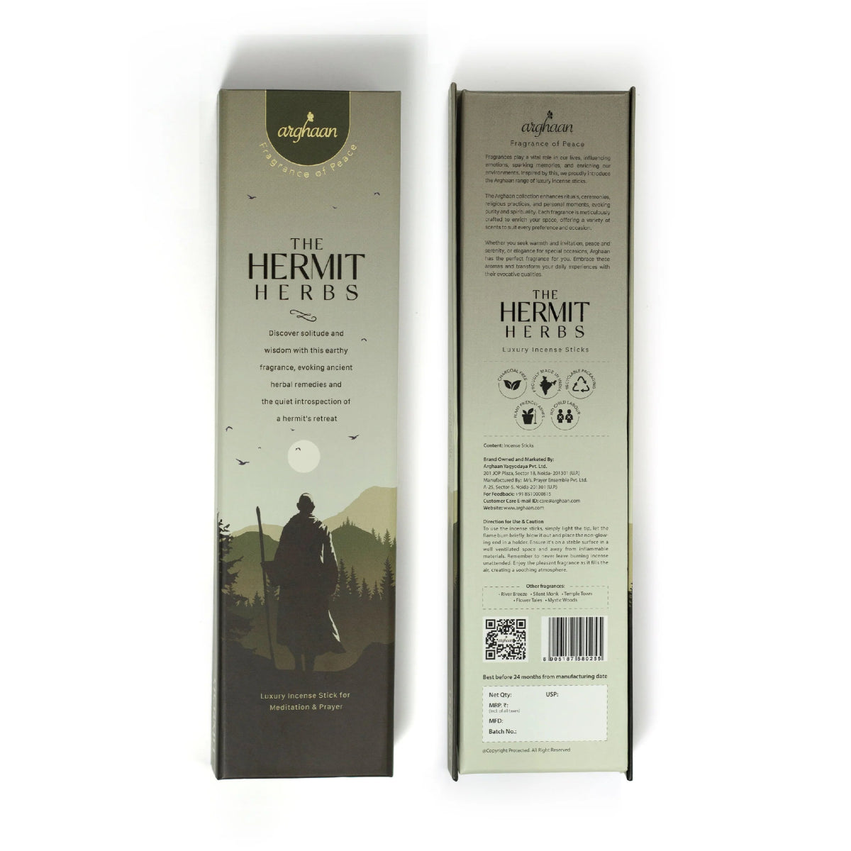 Hermit Herbs Luxury Incense Sticks – 100% Charcoal - Free | 51 Eco - Friendly Sticks for Pooja, Meditation, Prayer & Reflection | Low Smoke Natural Incense for Home & Spiritual Serenity - 