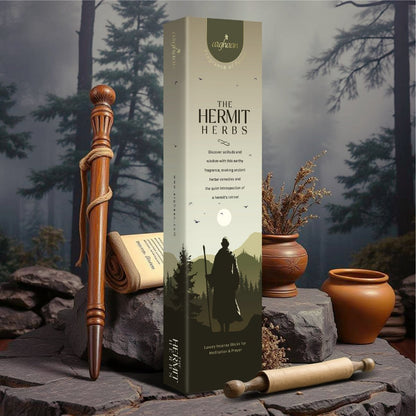 Premium Aromatic Agarbatti for Home & Office | For Meditation & Prayer | Free Sheesham Wood Stand (Temple Town & Hermit Herbs, Pack of 2) - 