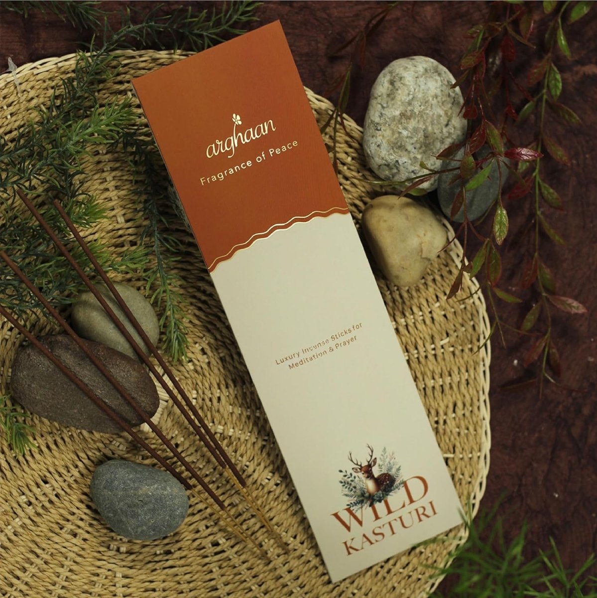 Arghaan Charcoal - Free Luxury Incense Sticks Combo – Kasturi & Nagchampa | Meditation & Prayer Incense for Home & Office | 54 Sticks (27x2) + Free Sheesham Wood Holder | Natural, Eco - Friendly, Low Smoke - Incense Sticks