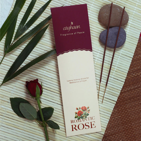 Romantic Rose Premium Incense Sticks – 100% Charcoal - Free | 27 Eco - Friendly Sticks for Pooja, Meditation, Prayer & Relaxation | Low Smoke Natural Rose Incense for Home & Spiritual Ambiance - Incense Sticks