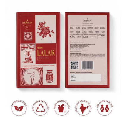 Lalak, Enlightening Rose Dhoop Sticks – 100% Charcoal - Free | 30 Premium Dhoop sticks + a free refill pack of 30 Sticks