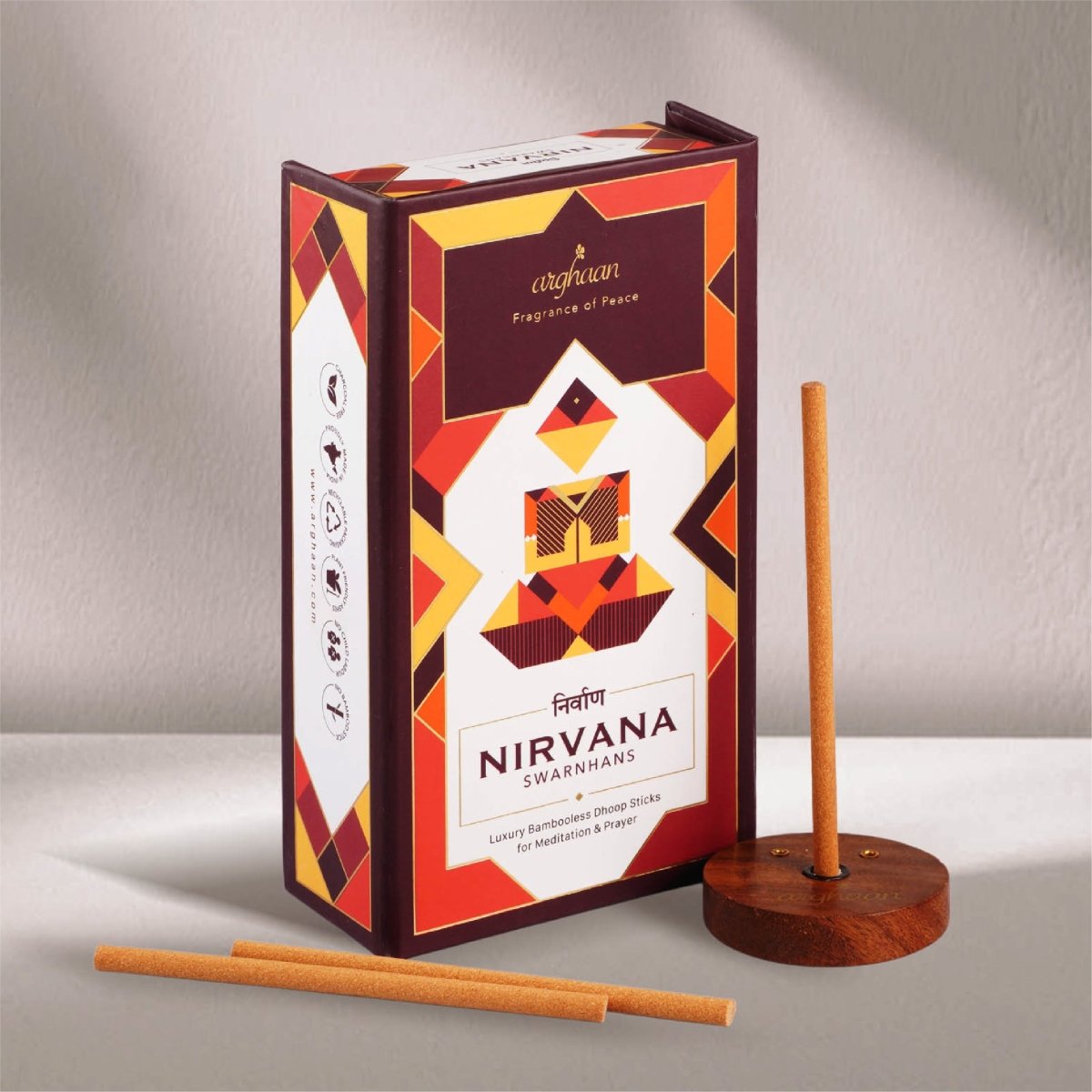 Nirvana, Swarnhans(exotic aroma) Dhoop Sticks | Free - Wooden Stand | Best for Pooja, Meditation & Relaxation