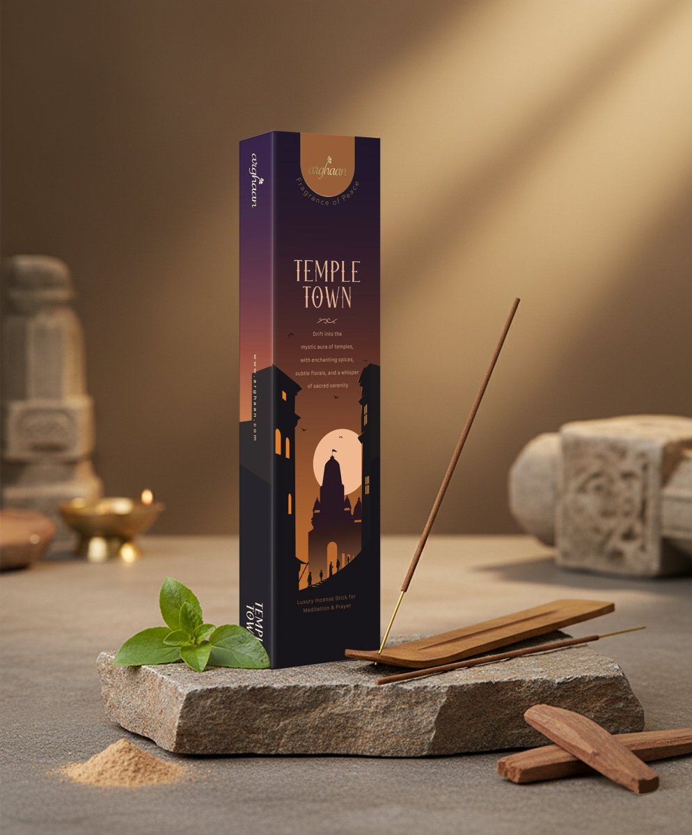 Temple Town — Rich warmth with a temple-inspired fragrance | 51 sticks · Charcoal-free, Best for Pooja, Meditation, Prayer & Spiritual Calm -
