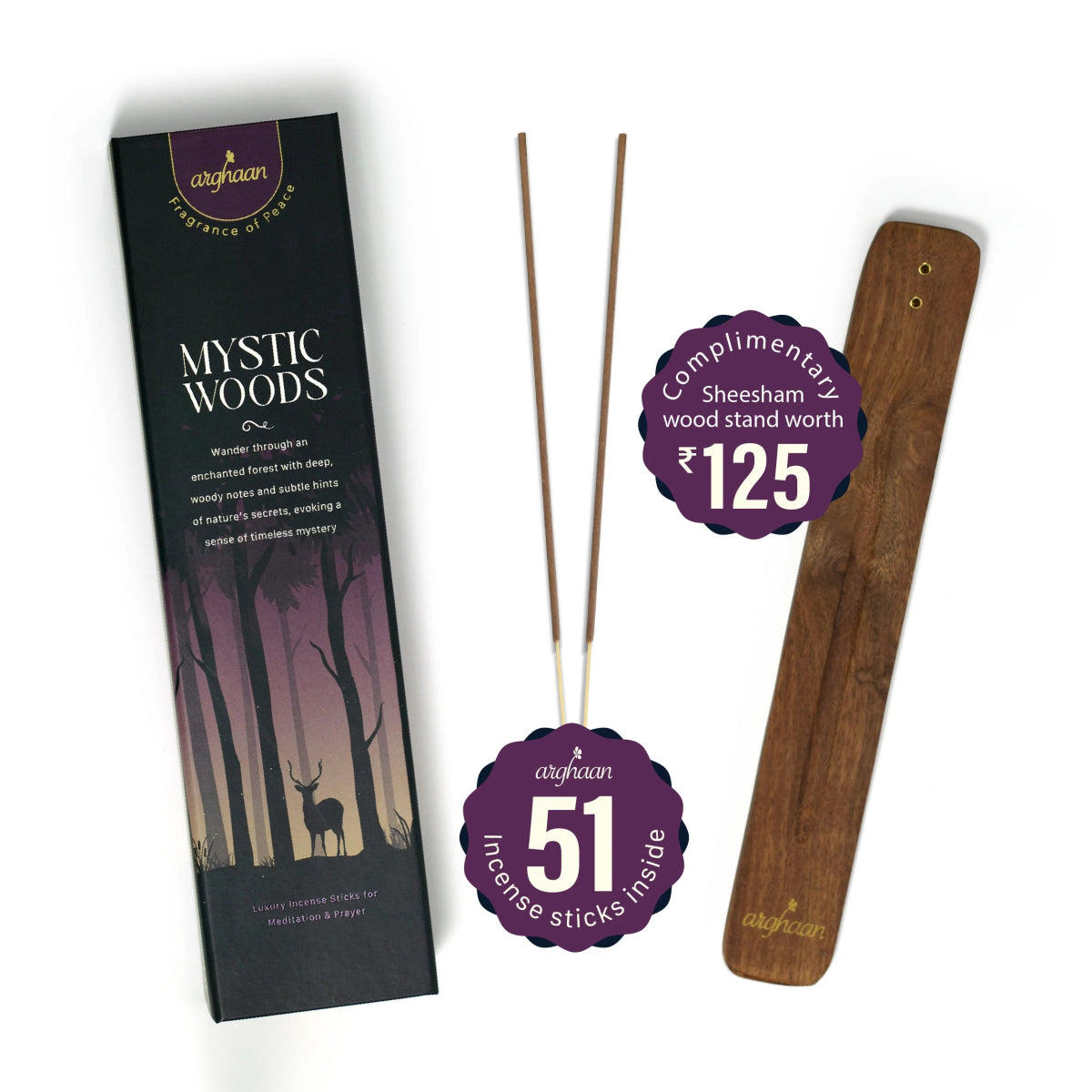 Mystic Woods Luxury Incense Sticks – 100% Charcoal - Free | 51 Eco - Friendly Sticks for Pooja, Meditation, Prayer & Earthy Tranquility | Low Smoke Natural Incense for Home & Spiritual Spaces - 