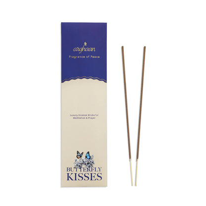 Butterfly Kisses Premium Incense Sticks – 100% Charcoal - Free | 27 Eco - Friendly Sticks for Pooja, Meditation, Prayer & Relaxation | Low Smoke Natural Sweet Incense for Home & Spiritual Calm - Incense Sticks