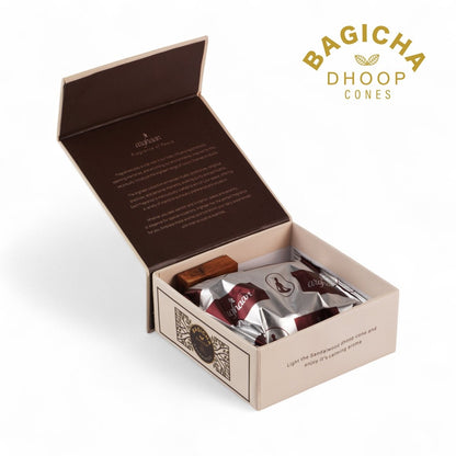 Bagicha, Sandalwood Dhoop Cones – 100% Charcoal - Free | Free - Wooden Stand | 40 Premium Dhoop Cones | Best for Pooja, Meditation & Relaxation | For Home, Office & Spiritual Calm - 