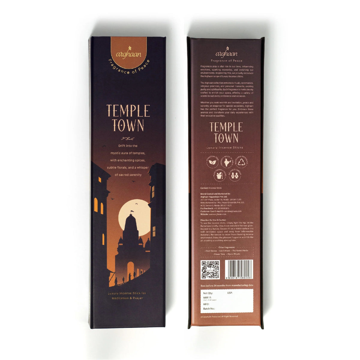 Temple Town Luxury Incense Sticks – 100% Charcoal - Free | 51 Eco - Friendly Sticks for Pooja, Meditation, Prayer & Spiritual Calm | Low Smoke Natural Fragrance for Home & Sacred Spaces - 